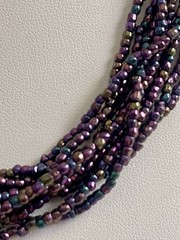 Vintage Multi-Strand Purple Peacock Seed Bead Choker Necklace Matching Earrings
