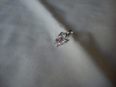 VTG 1970s STERLING SILVER STAMPED 925 ANGEL PINK CZ BIRTHSTONE SLIDE PENDANT
