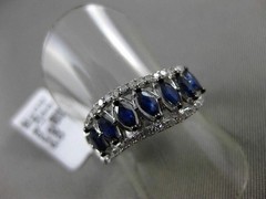 ESTATE WIDE 1.03CT DIAMOND & AAA SAPPHIRE 14KT WHITE GOLD 3D WAVE RING BEAUTIFUL