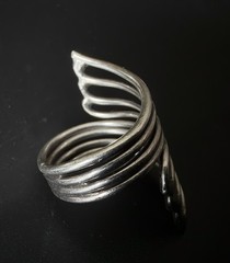 925 Silver Modernist Openwork Bypass Ring 8.8 Grams Size 8.5 Sculptural Vintage