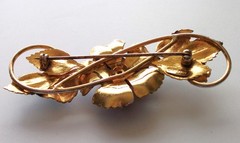 Lg.Sterling silver,Gold tone,enamel,vintage brooch,flower,purple,crystals,