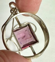VTG K&L Kordes Lichtenfels Modernist 835 Silver Amethyst German Pendant Necklace