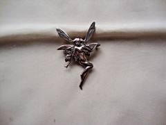 VINTAGE LARGE 3D ART NOUVEAU FAIRY SPIRIT GUIDE STERLING SILVER 925 PIN/PENDANT