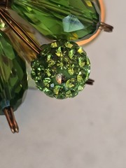 Green Crystal Floral Pendant Double Sided Statement Rhinestone Cluster Gold Tone