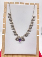 Vintage Carol Felley 1990 Sterling Amethyst Lion Pendant Necklace