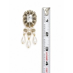 Vintage Style Rhinestone & Faux Pearl Chandelier Earrings Gold Tone