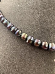 Peacock Dyed Freshwater Pearl Necklace Iridescent Black Baroque Lariat Drop