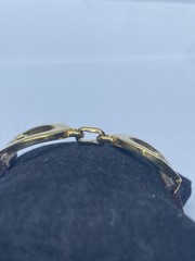 Gucci Vintage Interlocking G Gold Tone Brown Leather Bracelet 8.125″ COA