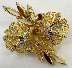 Juliana Delizza Elster Gold Tone Topaz Margarita Navette Brooch Earring Set