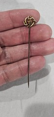 Antique Victorian Tested 10k Gold & Real Diamond Triple Heart Hat Pin Read Read