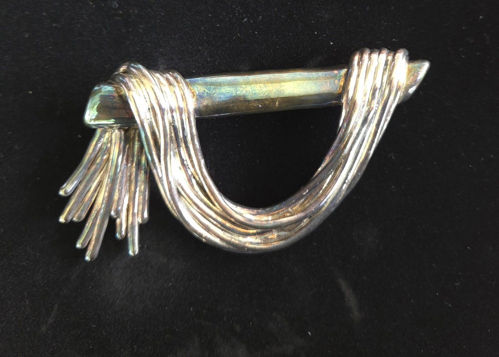 Vintage Israeli Modernist Sterling Silver Hand Brooch Pin Wire Wrapped 925 31g