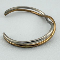 Vintage Sergio Lub California Handmade Brass Wave Twist Cuff Bracelet Two Tone