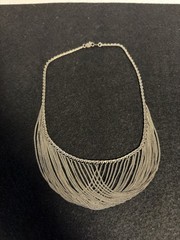 Sterling Silver 925 Drape Bib Necklace Multiple Chain 18”Vintage 28 g