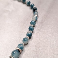 Vintage Fluorite Necklace Dark Aquamarine Color Statement Retro Necklace