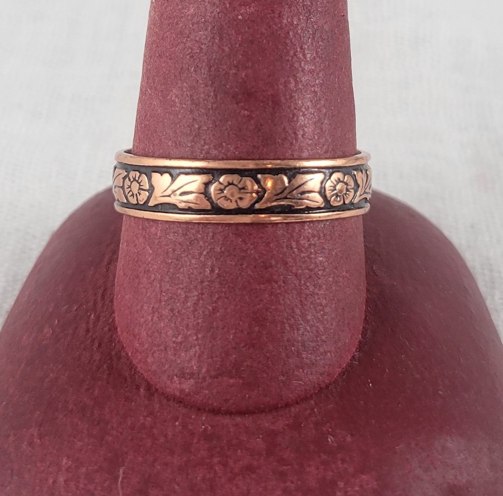 Vintage Wheeler WM COPPER Forget Me Not Floral Band Size 13 Mint! 5.50 mm wide.