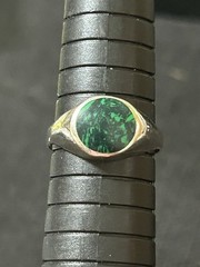 Vintage 925 Sterling Silver Signet Style Ring With Malachite Size 8.5