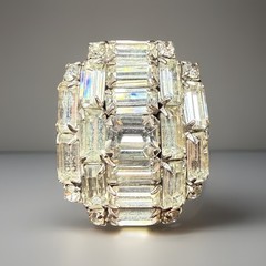 Vintage Weiss Single Clip On Earring Domed Baguette Emerald And Round Stones