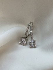 ​JCM Sterling Silver 925 Cubic Zirconia Round Leverback Drop Earrings