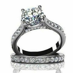 Art Deco Antique 3.10Ct Diamond Vintage Engagement Ring Set 925 Sterling Silver