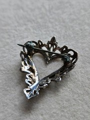 Vintage Jezlaine Sterling Silver Heart Brooch Ornate Filigree 925 Pin