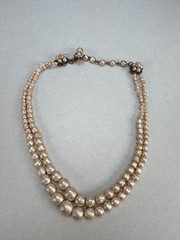 Miriam Haskell Double Strand Baroque Faux Pearl Necklace Vintage Signed