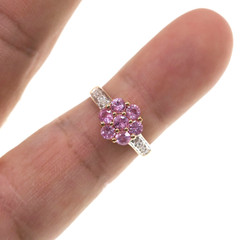 14k Solid Rose Gold Natural Pink Sapphire and Diamond Ring Size 7