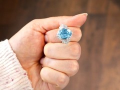 Vintage 1990s 7.75Ct Aquamarine and 1.65Ct Diamond Platinum Cocktail Ring