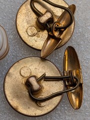 Lot Of 5 Vintage & Art Deco Style Button Cuffs Brass Glass Enamel