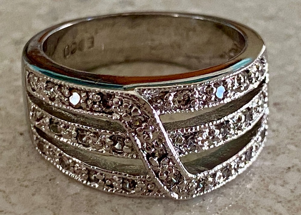 Vintage Edco Pave Wide Band Ring Size 7 Women’s Cocktail