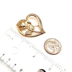 Vtg GoldTone RDC Princess Diana Memorial Heart Rose Brooch Pin Love Legacy V