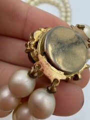 Vintage Necklace ART Signed Clip Earrings Simulated Pearl Beads Lot Matching PJ