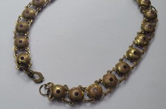 Vintage Old Rare Unique Gold Tone Purple Stones Linked Statement Choker Necklace
