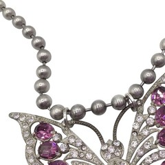 Vintage Art Deco Butterfly Pendant Necklace, Statement Assemblage 28″ Read