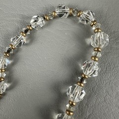 Vintage Necklace Clear Faceted Crystal Beads Gold Tone Graduated 15″