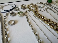 Estate Jewelry Lot Necklaces Rings Wearable Silver Tone 35+ Vintage – Now