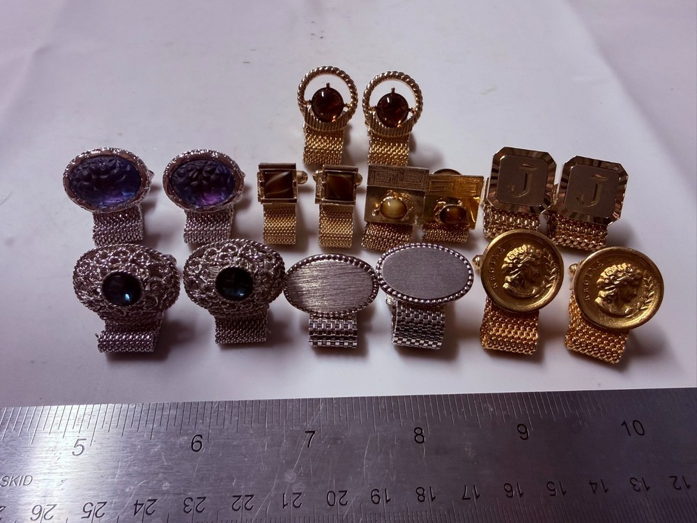 Collection Lot Amazing Variety Vintage + Modern Mesh Wrap Around Cufflinks – V7