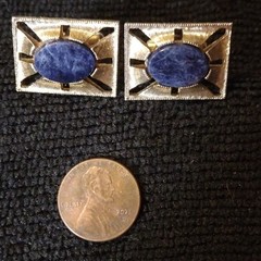Vintage Men’s Cufflinks Mixed Metals Blue Stone Gold Silver Blue White Lot of 6