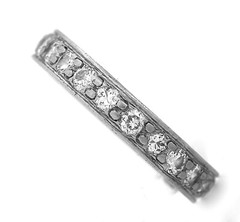 Ladies Antique Art Deco Hand-Etched Platinum 0.66ctw Diamond Wedding Band Ring