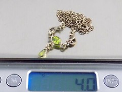 Sterling Silver Dual Peridot Pendant Necklace 925 16.25 Inches Long 4g Weight
