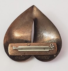 Vintage Copper Modernist Minimalist Heart 2 Inch Brooch Pin 9.6 grams