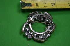 Vintage Blue Wreath Rhinestone Brooch W/ Irredescent Stones,Pin,M30