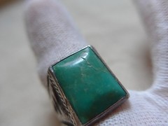 Vtg Native American Sterling Silver Turquoise Ring Bell Trading Post Size 8.5