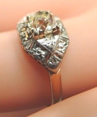 Antique Art Deco Diamond Engagement 14K Ring Size 7 UK-N1/2 EGL USA Fine