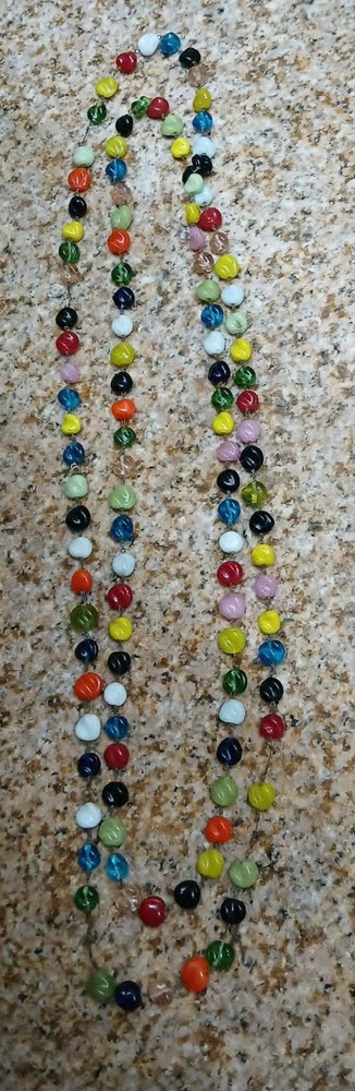 AntiqueVintage Glass Beaded Necklace, 60″ Long, Nice!