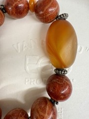 Natural Red Sponge Coral with Beautiful Agate Beaded bracelet