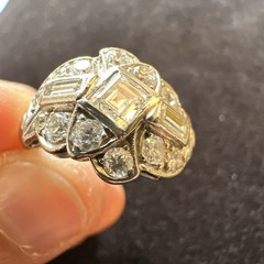 1930’s Old European Art Deco Platinum Diamond Ring – Size 9.25