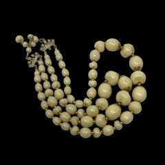 Vintage Yellow Beaded Necklace with Gold Spacer Beads Made in Hong Kong