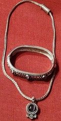 Lot 2: PURPLE AMETHYST BRAIDED Bangle & Necklace Silver Plated Or Pewter