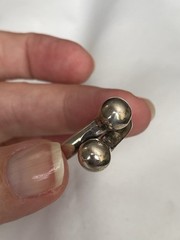Vintage Mexico 925 Sterling Silver Double Bubble Ball Orb Modernist Ring