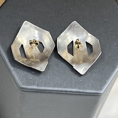 VINTAGE DeMARCAY STERLING SILVER 14K gold PIERCED POST MODERNIST EARRINGS